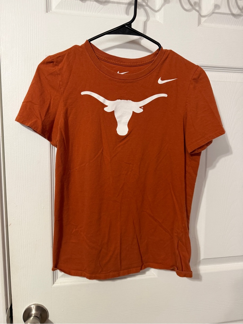 Nike Women’s Burnt Orange Short Sleeve Tee with White Longhorn Logo